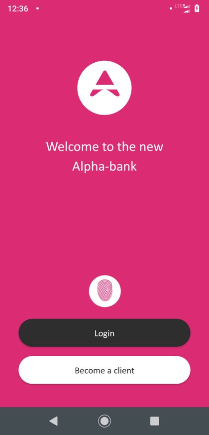 Alpha Bank app screen 1