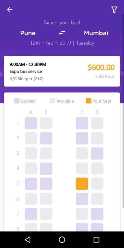 Bus Booking app screen 4