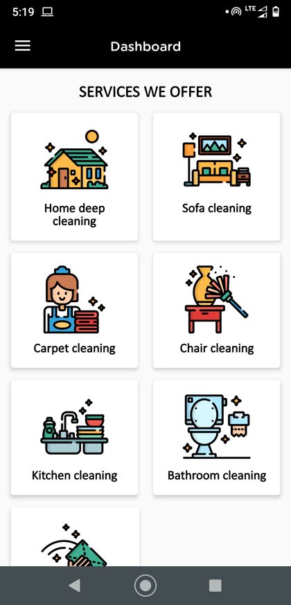 Cleanlly app screen 1