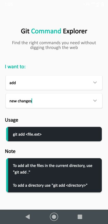 Git Explorer app screen 2