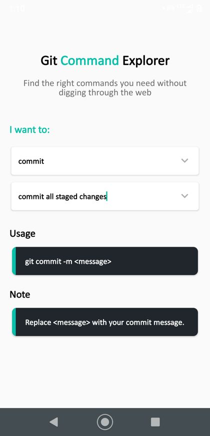 Git Explorer app screen 3