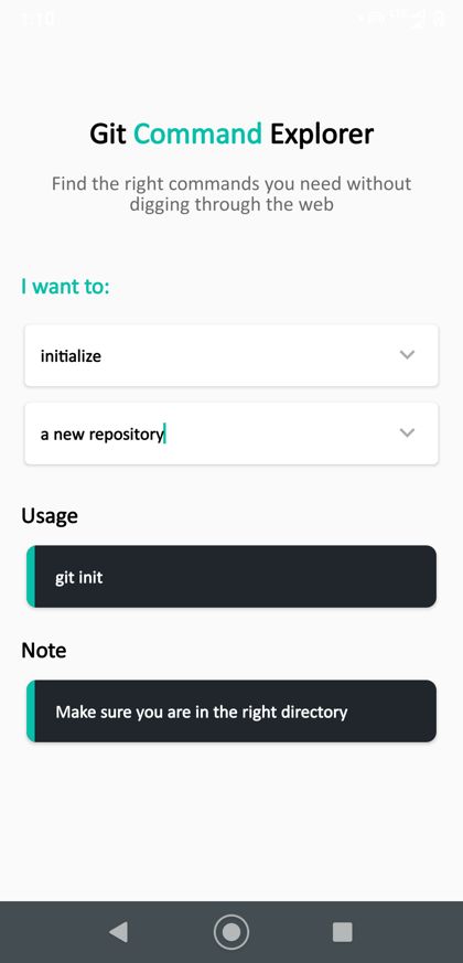 Git Explorer app screen 4