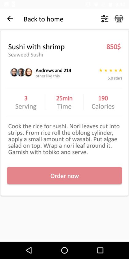 Sushi App app screen 4