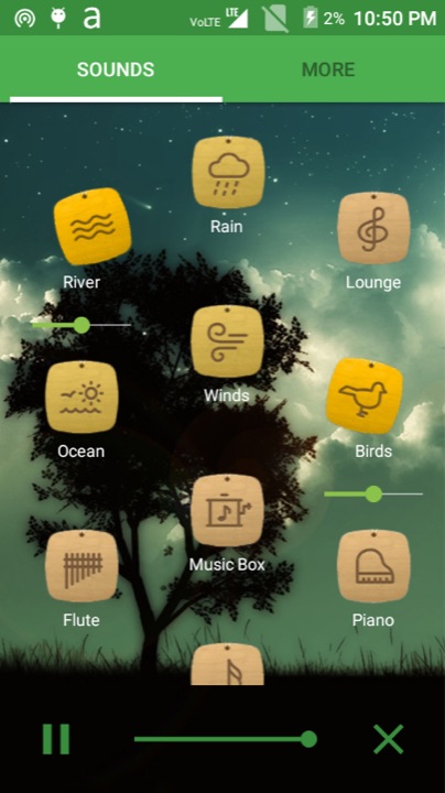 Aura relaxing sounds app with nature sound controls